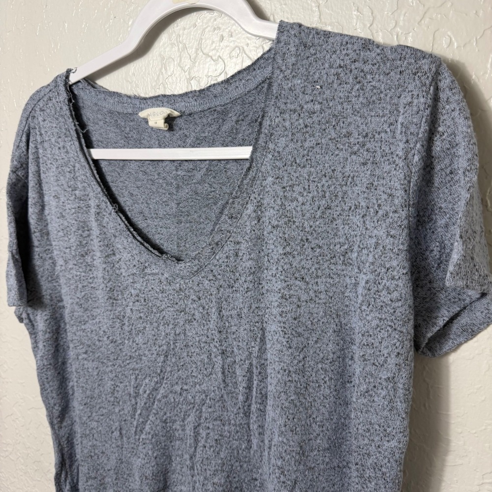 Caslon Womens XS Blue Marled V-Neck Short Sleeve High Low Hem T-Shirt - Picture 2 of 8